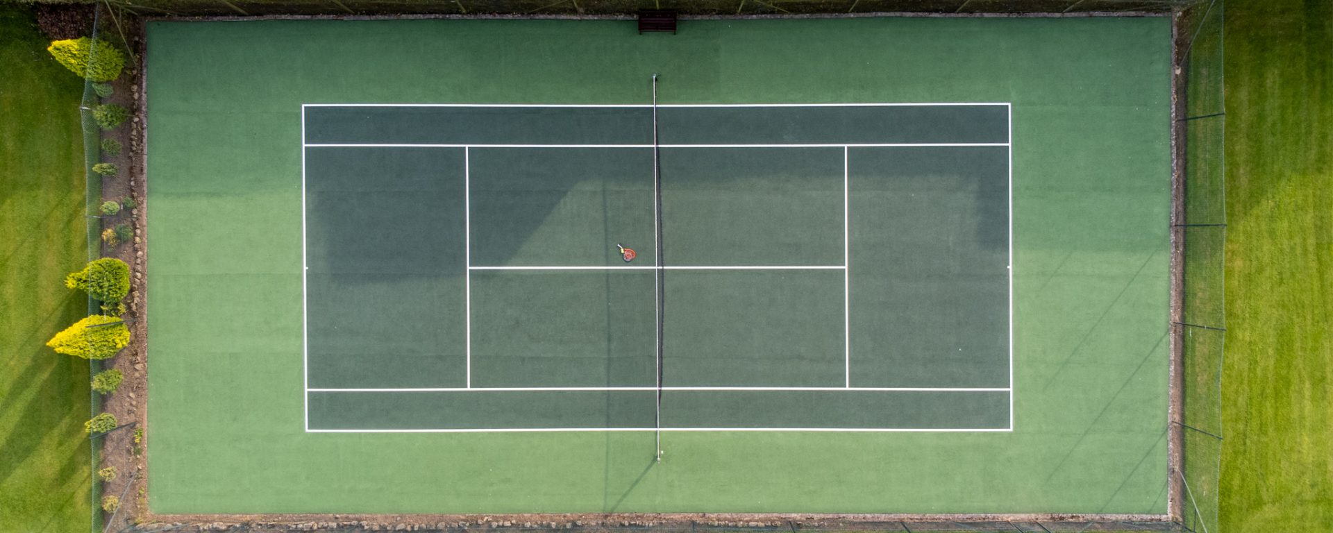 Aerial photo of Headlam Hall tennis court