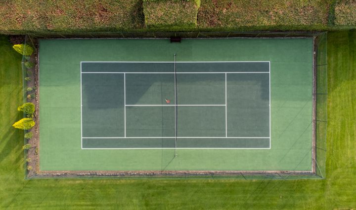 Aerial photo of Headlam Hall tennis court